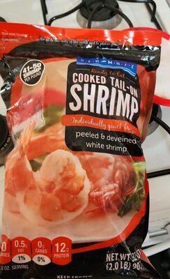 Cooked tail on shrimp 41-50 per pound 32 oz bag